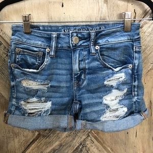 American Eagle ripped midi shorts